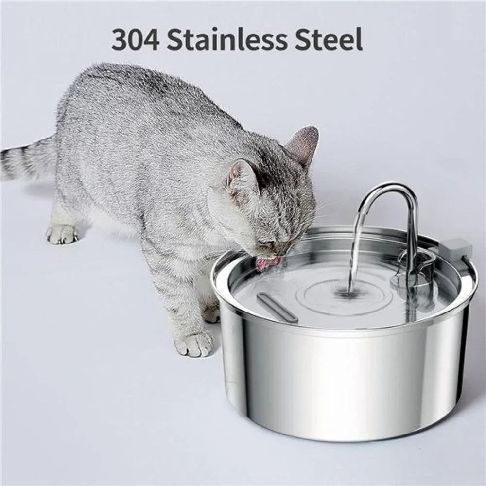 Cat Water Fountain, 3.2L/108oz Automatic Stainless Steel Pet Fountain Dispenser